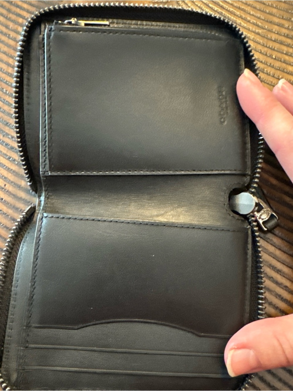 COACH Card Case Signature Leather Medium Zip Around Wallet In Signature Canvas - Picture 8 of 12